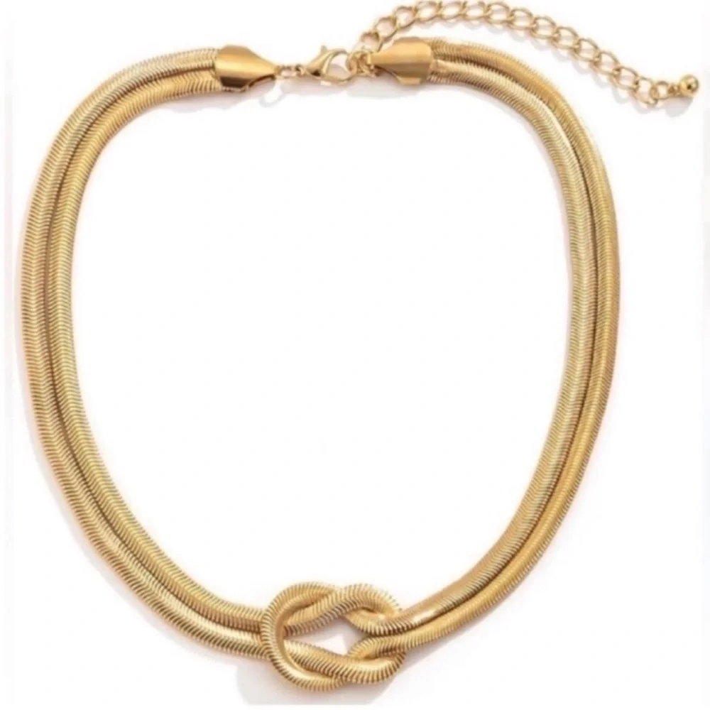 New Luxurious Gold Double Strand Knot Necklace - Picture 1 of 2